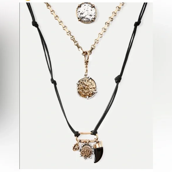 ZARA pack of 3 horn, coin, charm necklaces. NWT